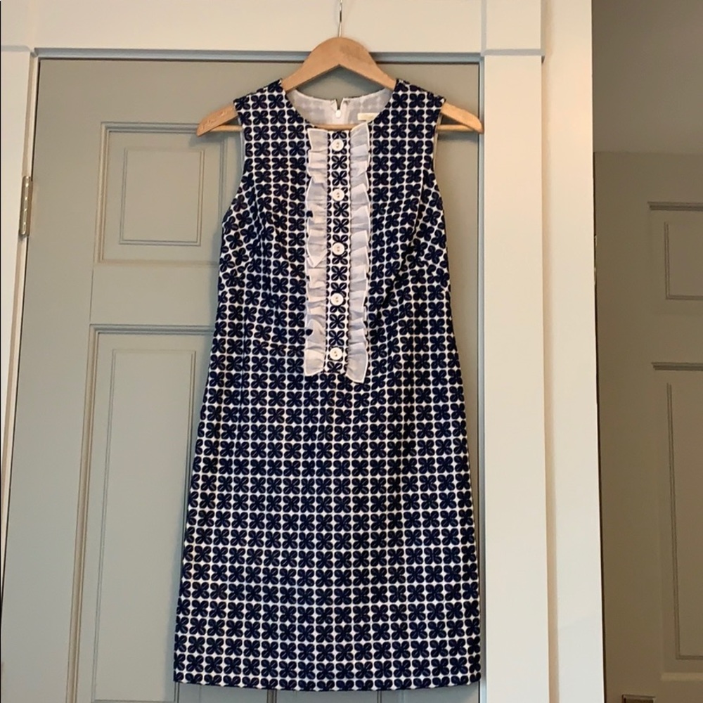 Shoshanna blue embroidered sheath flower dress 8